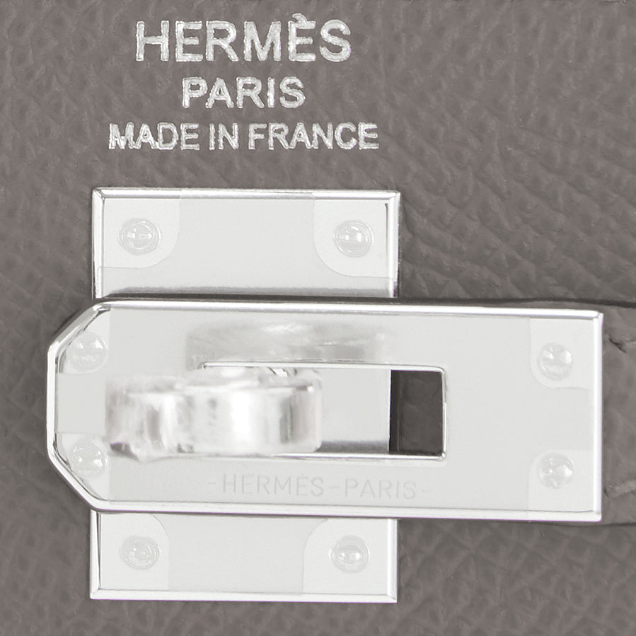 Hermes Kelly 25 Sellier Gris Etain Epsom in GHW Brand New C Stamp