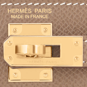 Hermes Etoupe Mini Kelly 20cm Epsom Bag Gold Hardware
