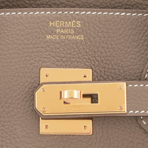 Hermes Etoupe Togo 35cm Birkin Bag Gold Hardware