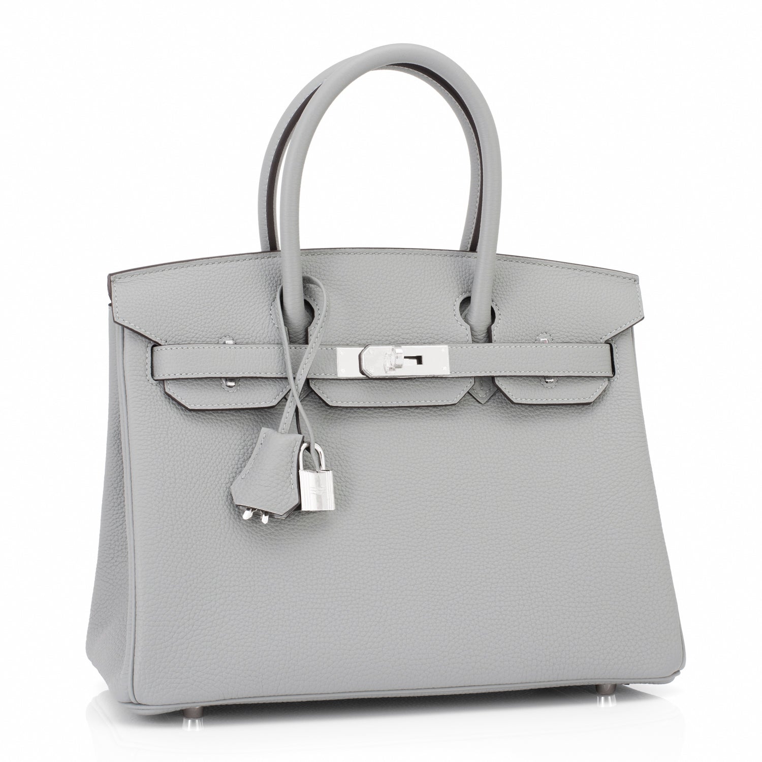 Hermes Birkin 30 Bag Gris Mouette Gold Hardware Togo Leather • MIGHTYCHIC •  