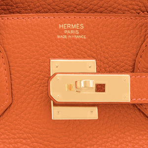 Hermes Feu Orange Birkin 30cm Gold Hardware Y Stamp, 2020