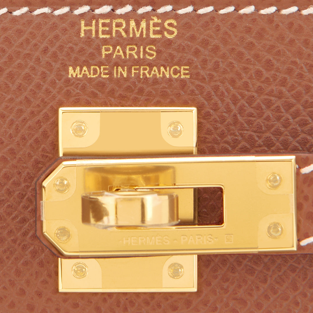 Hermes Kelly 25cm Nata Off White Ivory Epsom Gold Shoulder Bag U Stamp,  2022