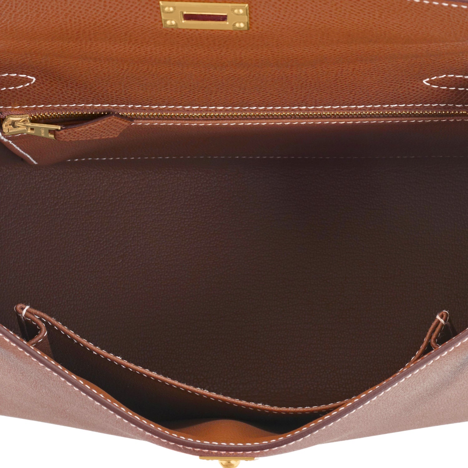 Hermes Kelly 25 Gold Bi-Colour Jaune Ambre Verso Handbag Bag Z Stamp, 2021  For Sale at 1stDibs