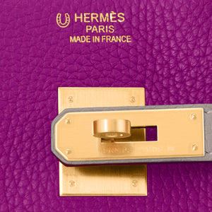 Hermes HSS Anemone and Gris Asphalte Birkin 30cm Togo Brushed Gold Hardware