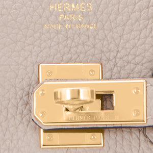 Hermes Birkin 25cm Gris Tourterelle Togo Bag Gold Hardware
