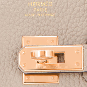 Hermes Gris Tourterelle Birkin 25cm Togo Bag Rose Gold Hardware