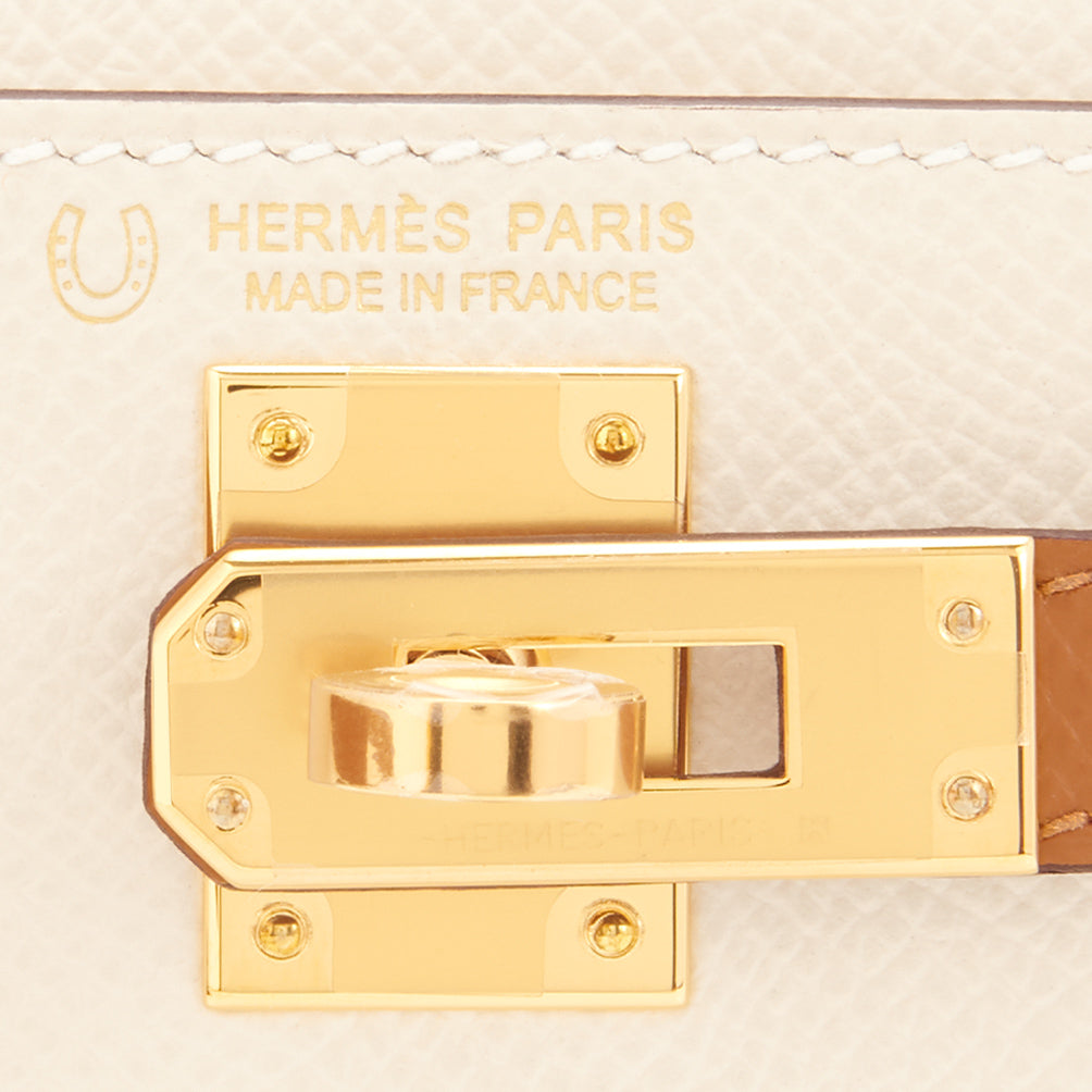 Hermès Kelly Mini 22 Pochette Epsom Craie GHW - Kaialux