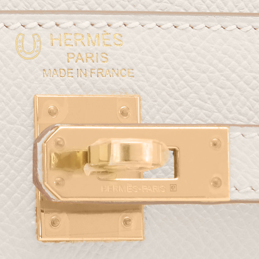 Hermes Kelly 25 Bi-Color Craie Lime Gold Cross-Body Bag World