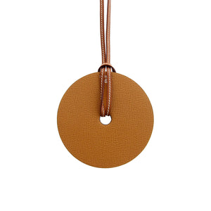 Hermes Iris Togo Gold Epsom Reversible Leather Pendant Necklace
