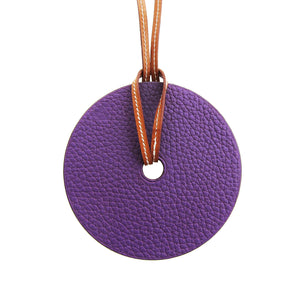 Hermes Iris Togo Gold Epsom Reversible Leather Pendant Necklace