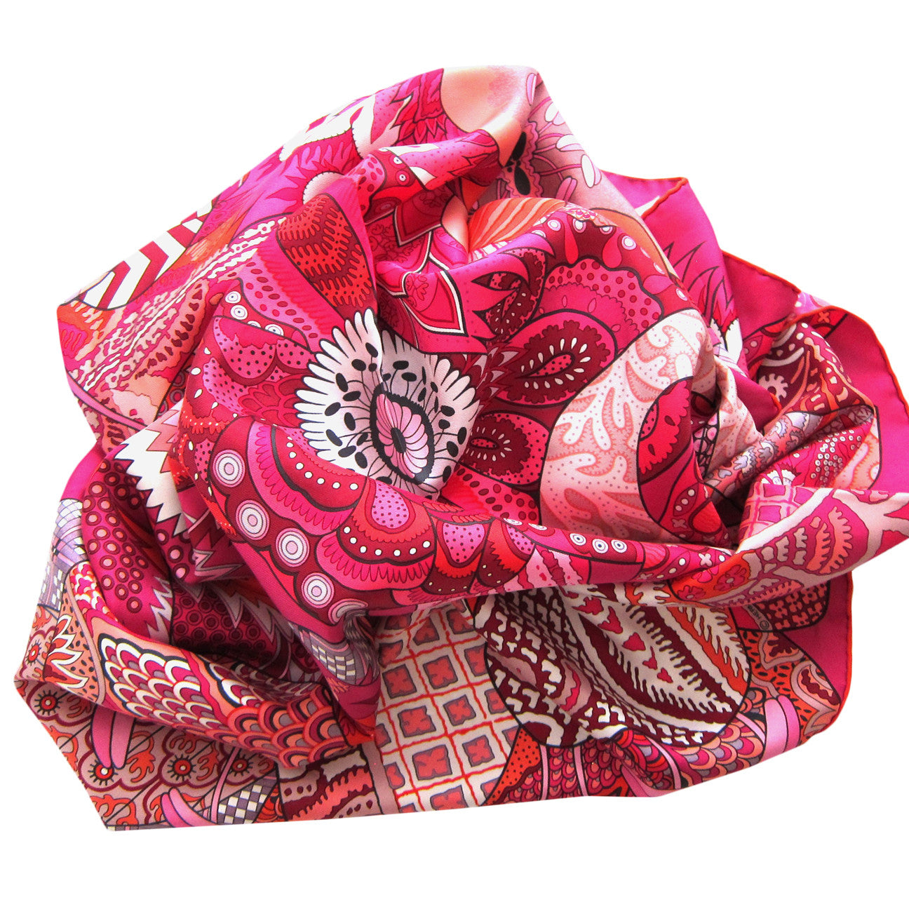Sold at Auction: Hermes Caraibes Pink Silk Scarf