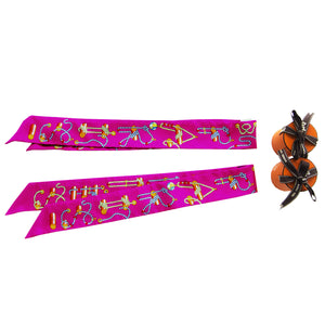 Hermes Fuchsia Cordages Silk Twilly Set Twillies Scarf Sold Out Color
