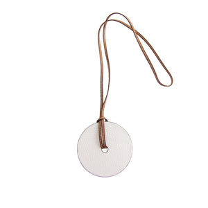 Hermes White Rouge H Reversible Barenia Leather Pendant Necklace