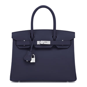 Hermes Indigo Navy Blue Birkin 30cm Epsom Palladium Bag