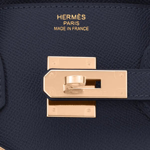 Hermes Indigo Rose Gold Deep Navy Blue Birkin 30cm Bag Z Stamp, 2021