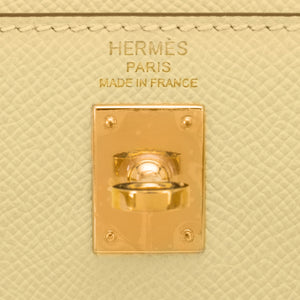 Hermes Kelly 25cm Jaune Poussin Sellier Epsom Kelly Gold Hardware