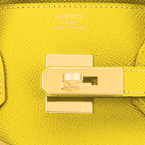 Hermes Birkin 30 Lime Fluo Yellow Epsom Gold Hardware Bag RARE Y Stamp, 2020