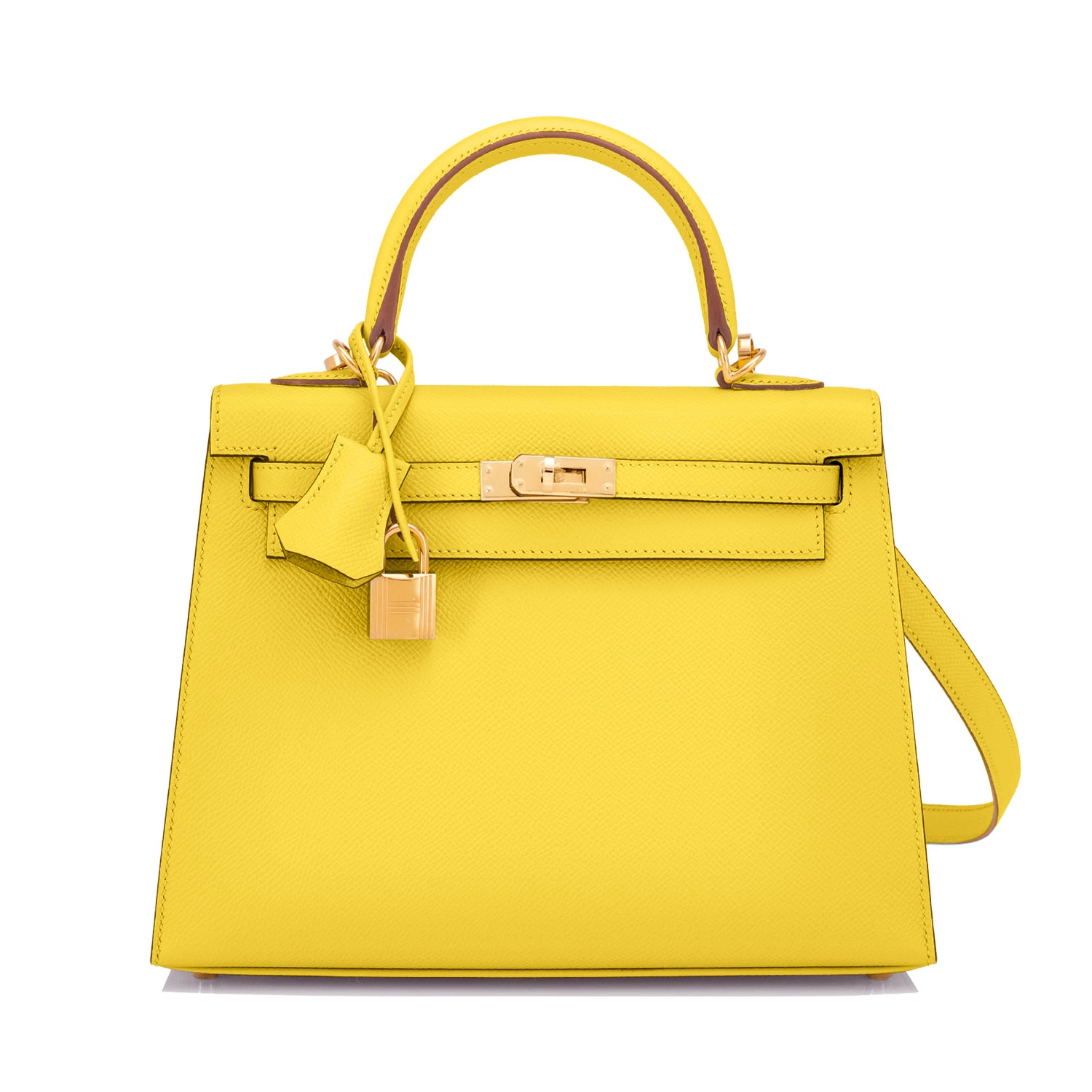Replica Hermes Kelly 25cm Sellier Bag In Yellow Epsom Leather