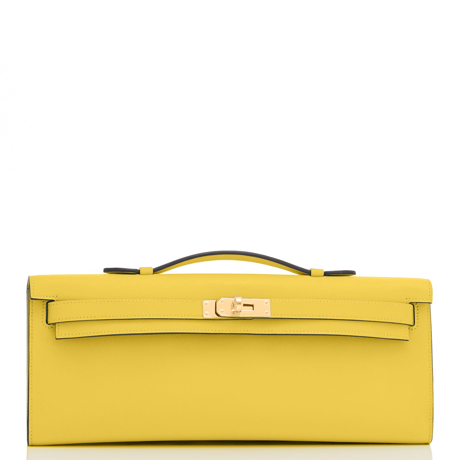 Hermes Kelly Handbag Lime Swift with Palladium Hardware 25 Yellow