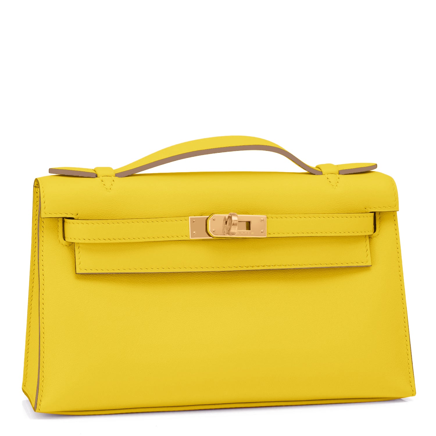 Hermes Kelly Pochette Bag Lime Clutch Gold Hardware Swift Leather