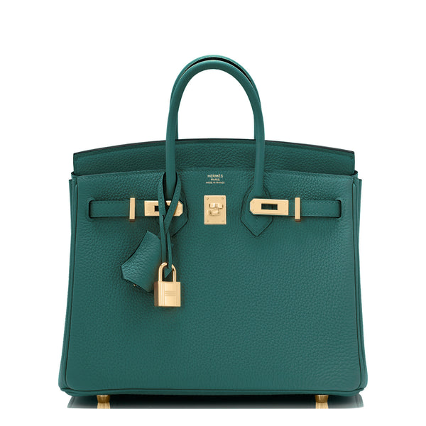 Hermes Birkin 25 Malachite Green Togo Gold Hardware at 1stDibs