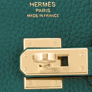 Hermes Malachite 25cm Birkin Jewel Green Togo Gold Hardware