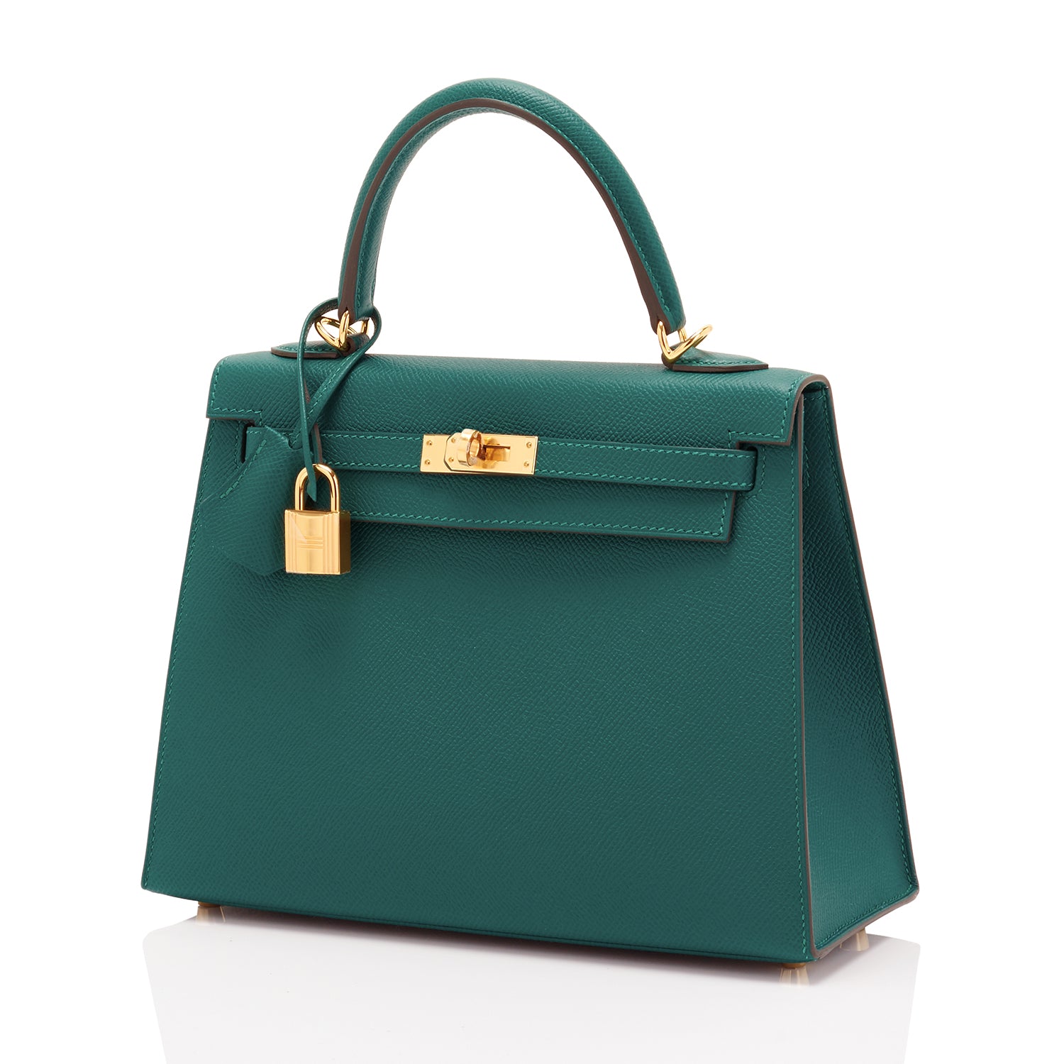 Hermes Kelly Green Bag In Epsom With Gold Toned Hardware Bag For