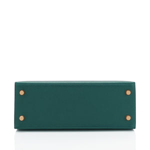 Hermes Kelly 25cm Malachite Jewel Green Epsom Gold Hardware Sellier Bag