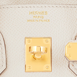 Hermes Birkin 25cm Sellier Nata Off White Cream Gold Hardware U Stamp, 2022