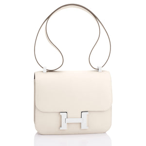 Hermes Nata Off White Cream Epsom Constance 24cm Shoulder Bag