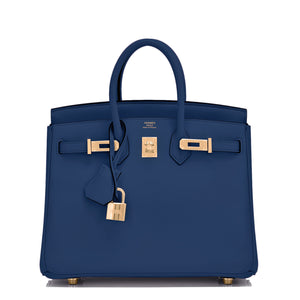 Hermes Birkin 25 Deep Blue Bag Gold Hardware - Chicjoy