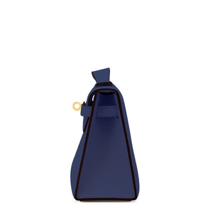 Hermes Navy Blue Kelly Pochette Gold Hardware Clutch Bag