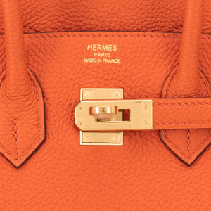 Hermes Orange Birkin 25cm Togo Gold Hardware