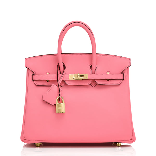 Hermes Birkin Swift Gold 25 Rose Azalee in Swift Leather with Gold Plated -  GB