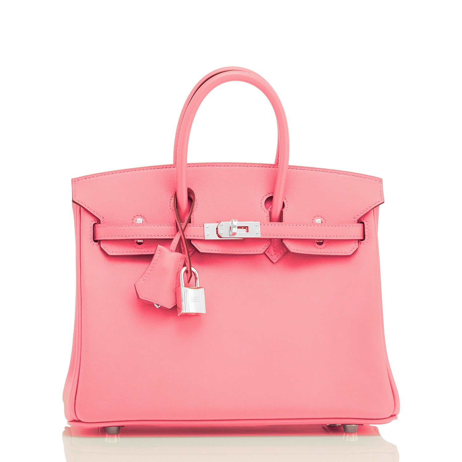 Hermes Birkin Handbag Rose Texas Swift with Palladium Hardware 25 For Sale  at 1stDibs