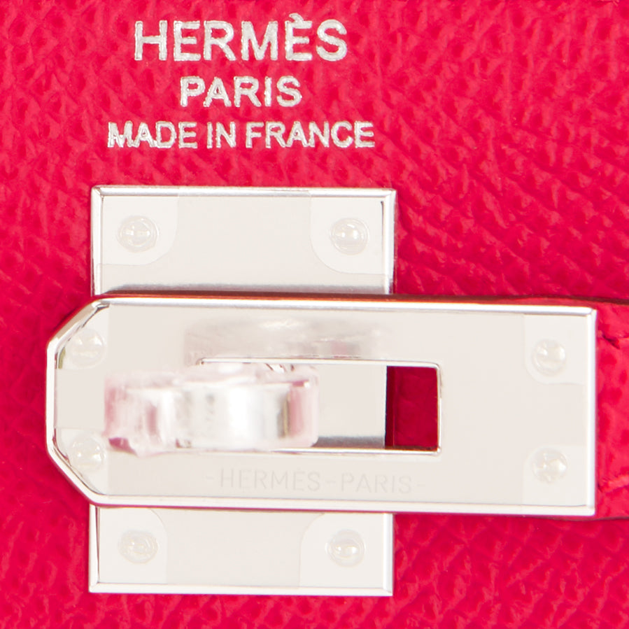 Hermes Kelly 25 Rouge H Hermes Epsom Sellier Palladium Hardware - Chicjoy