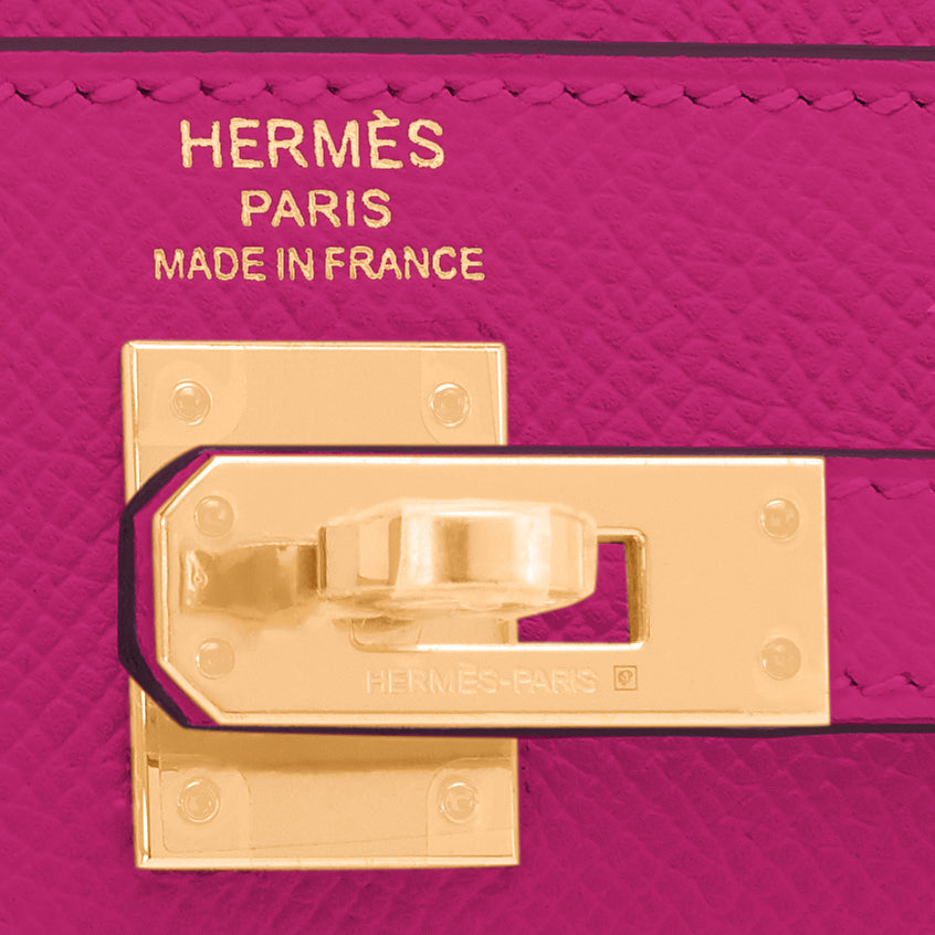 Hermes Kelly25 Epsom Rose Purpre gold hardware
