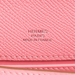 Hermes Kelly Pochette Cut Clutch Rose Confetti Epsom Palladium Hardware