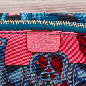 Hermes Rose Confetti Pink Silk-In Wallet Silk Interior Della Cavalleria Gift