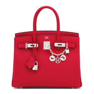 Hermes Rouge Casaque 30cm Birkin Bag Epsom Palladium Hardware