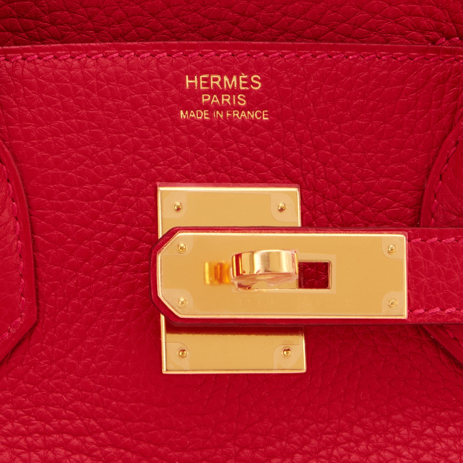 Hermes Birkin bag 30 Rouge casaque Clemence leather Gold hardware