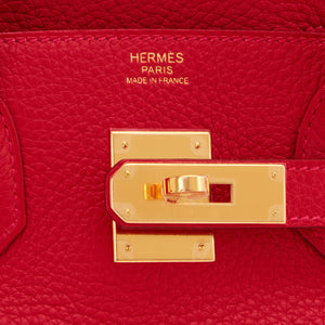 Hermes Rouge Casaque 30cm Birkin Clemence Gold Hardware