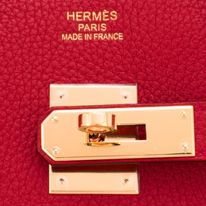 Hermes Rouge Casaque Lipstick Red 35cm Birkin Gold GHW Gorgeous