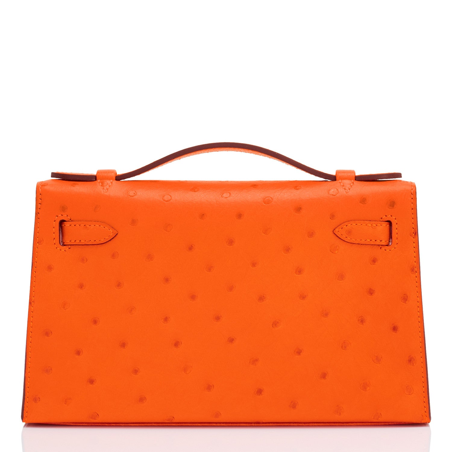 Hermes Tangerine Ostrich Exotic Kelly Pochette Gold Hardware Chicjoy