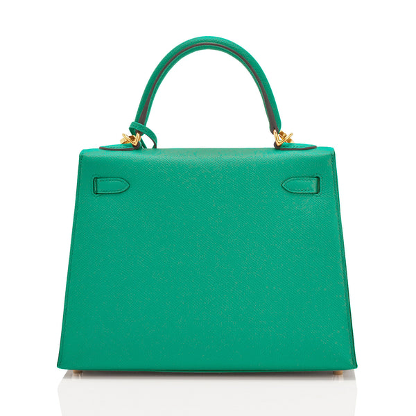 Hermes Kelly 25 Vert Jade Gold Sellier Epsom Green Shoulder Bag Z