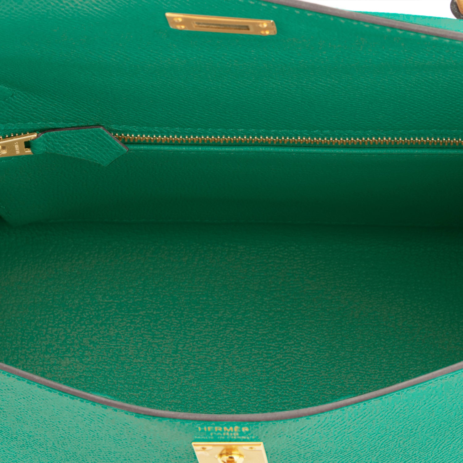 Hermes Kelly 25 Orange Sellier Epsom Leather Shoulder Bag Gold