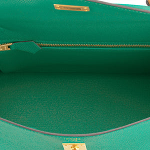 Hermes Kelly 25 Vert Jade Gold Sellier Epsom Green Shoulder Bag Z Stamp, 2021