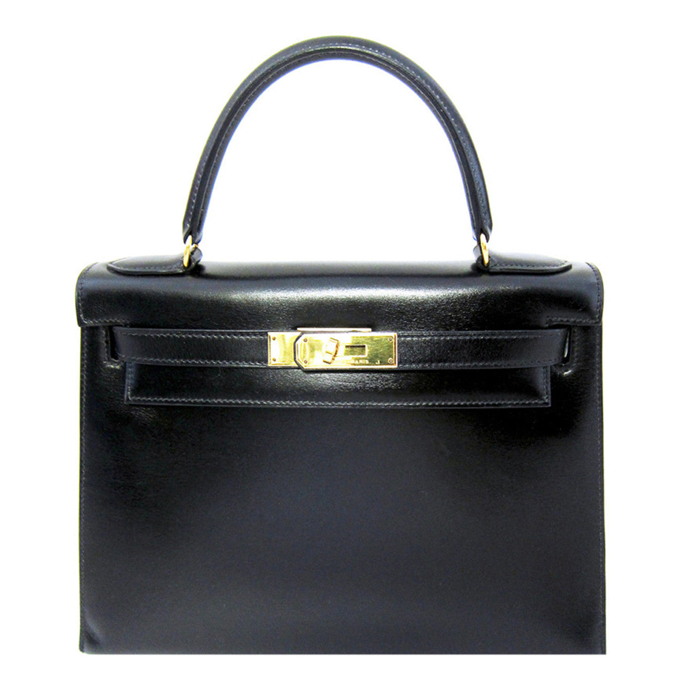 Hermes Black Box Calf Leather Palladium Hardware Kelly Sellier 28 Bag Hermes