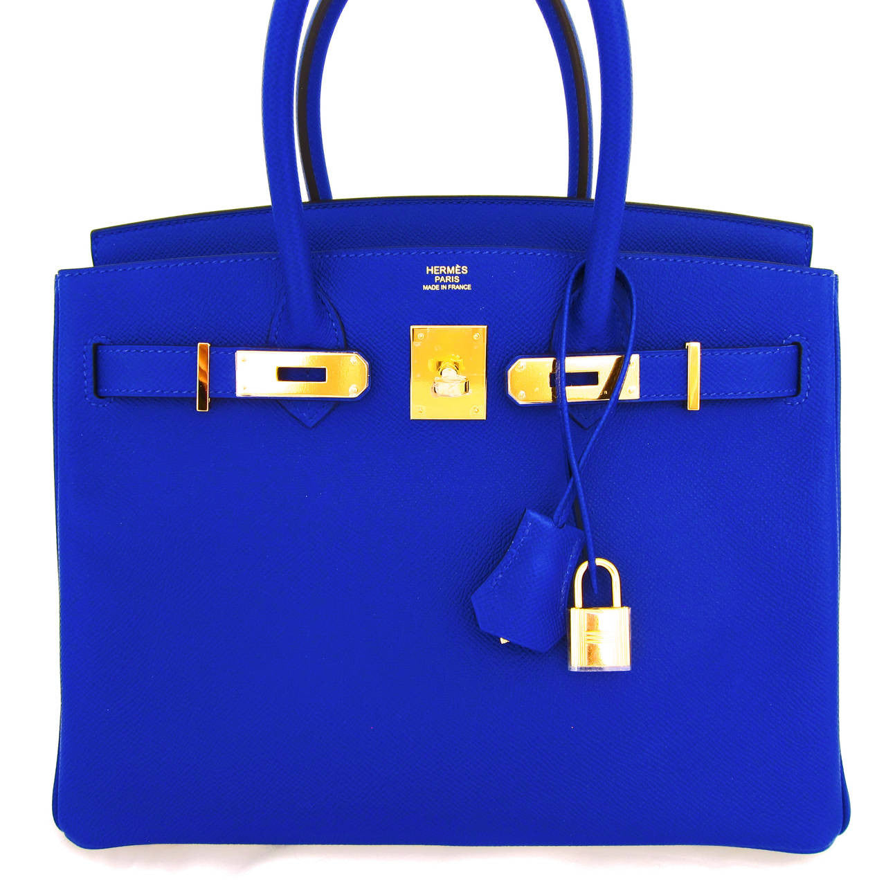 Hermes Blue Electric 30cm Togo Birkin Gold GHW Satchel Bag