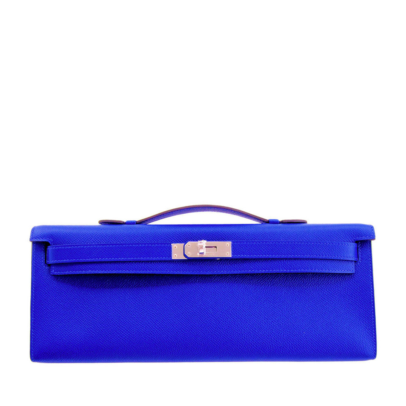 Hermes Kelly Cut Clutch Bag Blue Electric Epsom